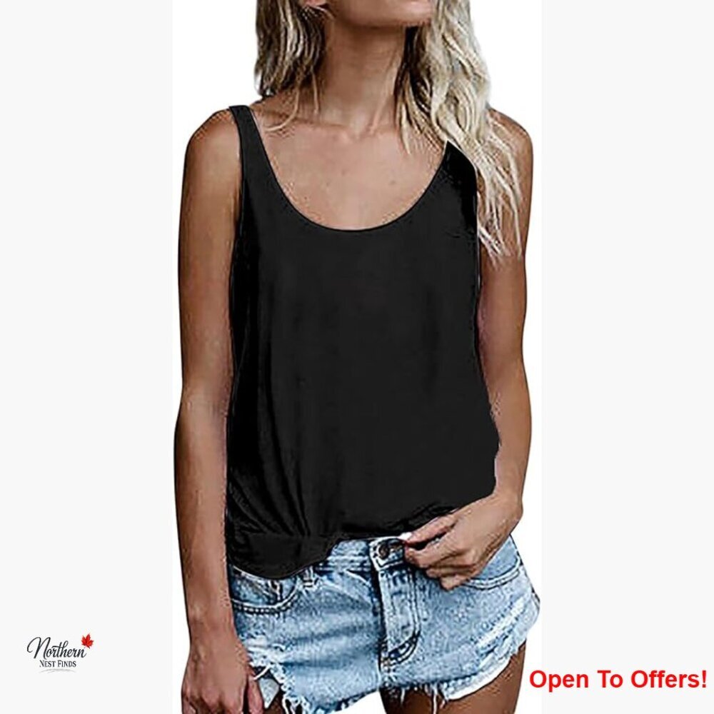 Cotton Sleeveless Tunic Tank Top Loose Fit Summer Casual